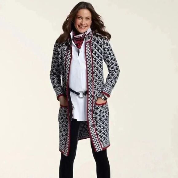 CHICO’S Mystic Checkered Mix Plaid Sweater Coat - Picture 12 of 13